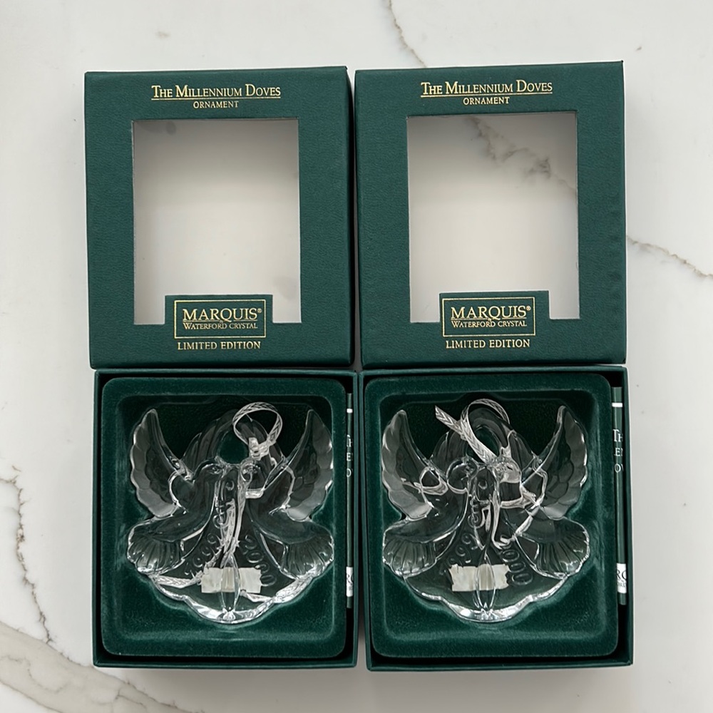 Marquis Waterford crystal Millennium Doves Christmas ornament. Limited edition